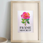 Picture Frame with Candle Mockup