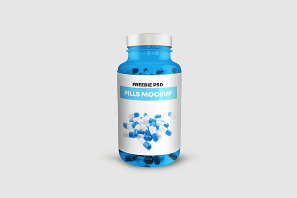 Pills Bottle Standing in the Front View Mockup