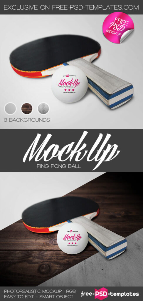 Ping Pong Ball Mockup Along with Paddle