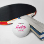 Ping Pong Ball Mockup Along with Paddle