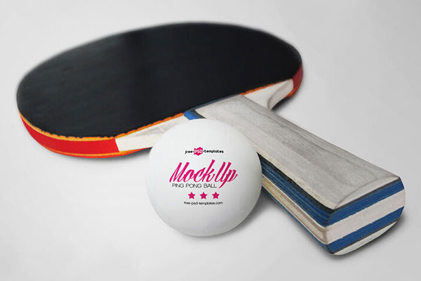 Ping Pong Ball Mockup Along with Paddle