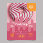 Pink Illustrated Candy Shop Flyer Template