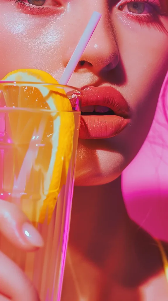 Pink Lips Sipping Lemonade ai prompt preview