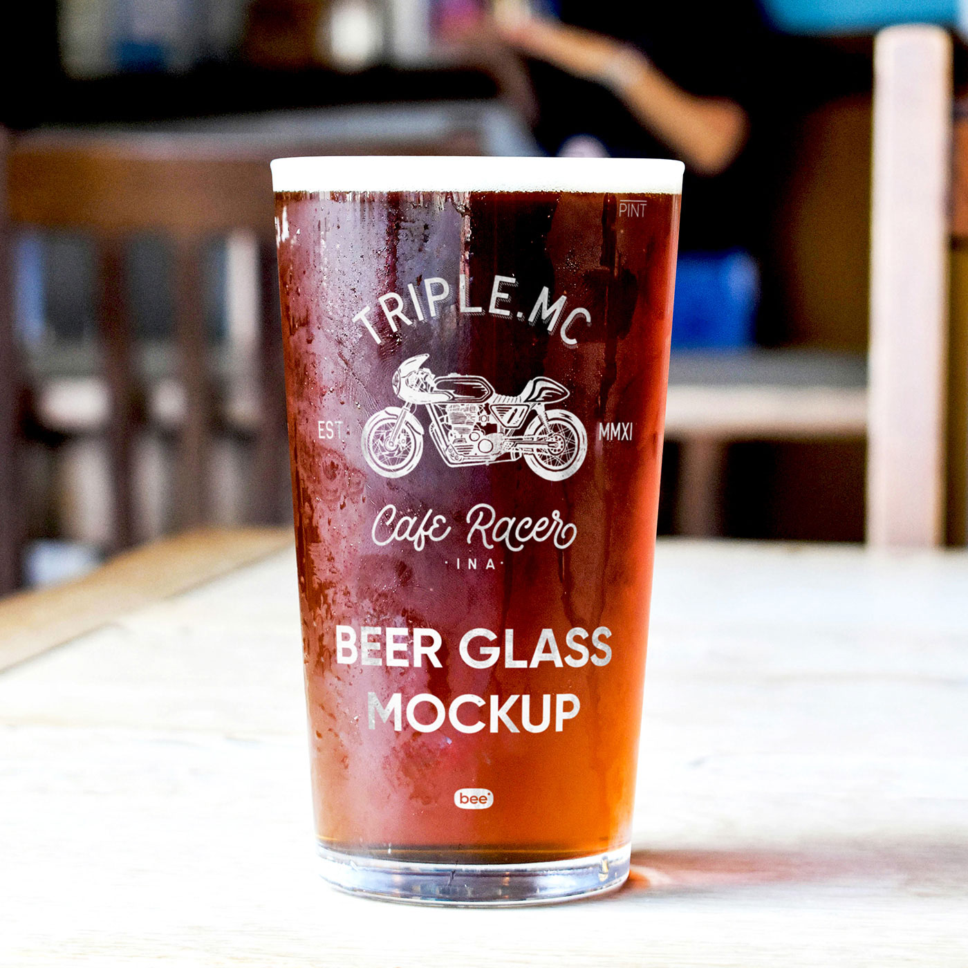 Free Pint of Beer Mockup PSD Template