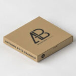 Pizza Box Packaging Carrying Logos on Surface and Two Sides Mockup