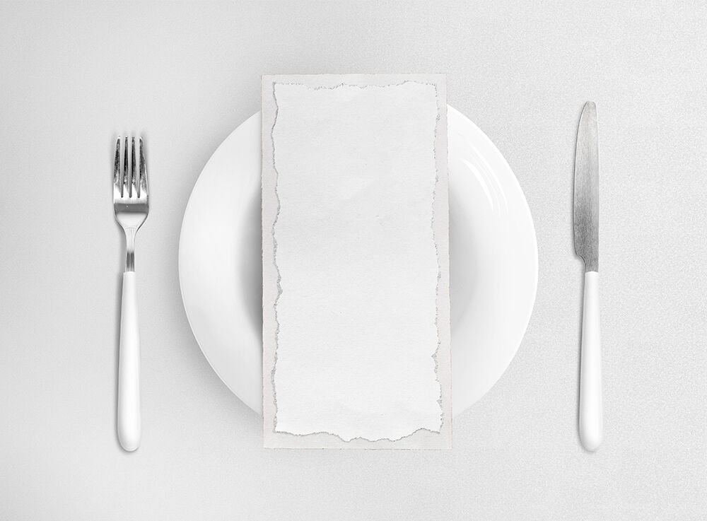 Plain Restaurant Menu Card on a Plate Mockup
