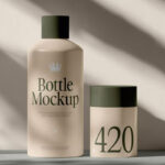 Plastic Cosmetic Bottle and Deodorant Mockup