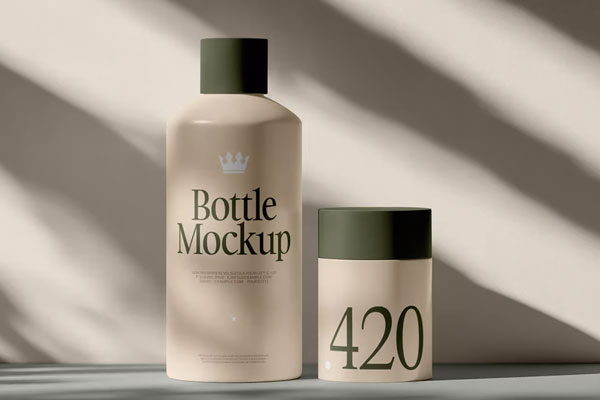 Plastic Cosmetic Bottle and Deodorant Mockup
