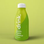Plastic Juice Bottle Standing in Perspective Mockup