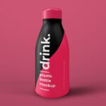 Plastic Juice Bottle Standing in Perspective Mockup