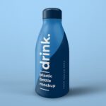 Plastic Juice Bottle Standing in Perspective Mockup