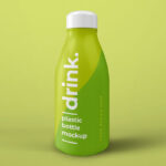 Plastic Juice Bottle Standing in Perspective Mockup