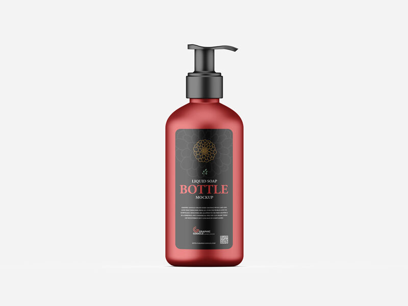 Plastic Pump Dispenser Liquid Soap Bottle Mockup in the Front View