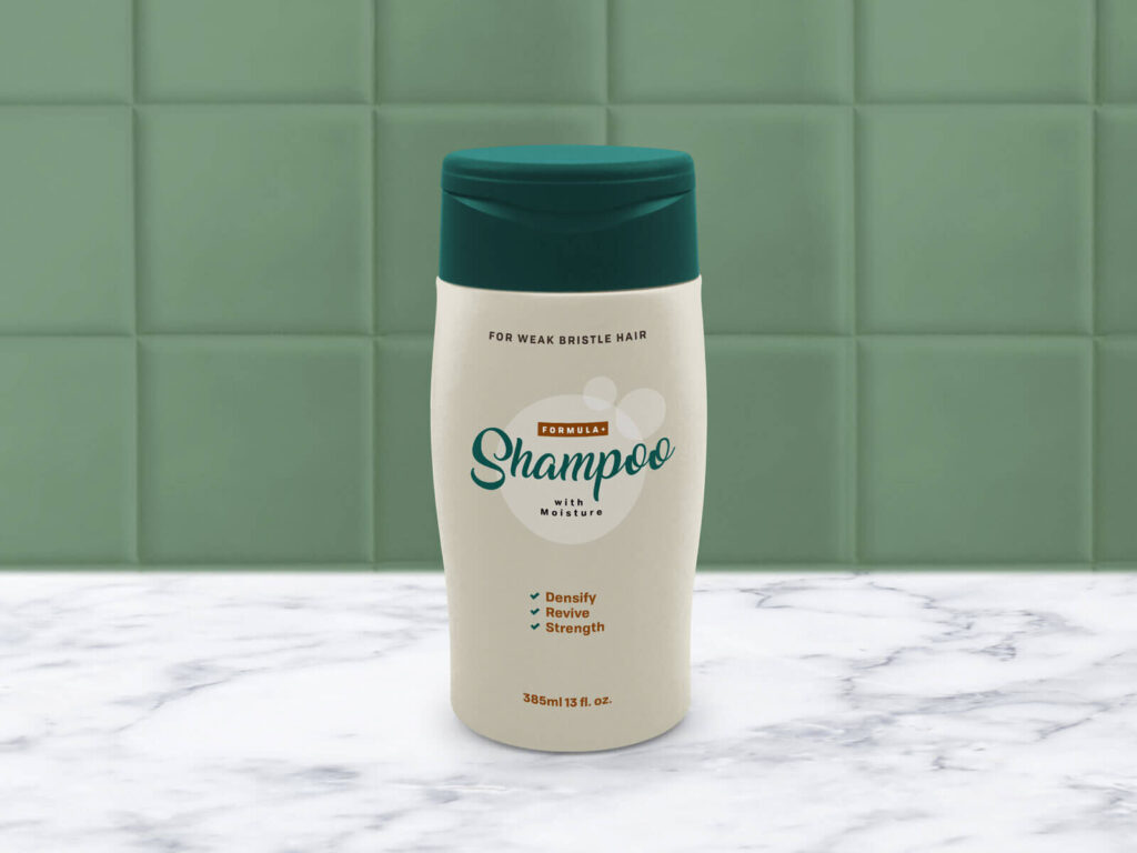 Plastic Shampoo Bottle in Bathroom Mockup
