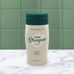 Plastic Shampoo Bottle in Bathroom Mockup