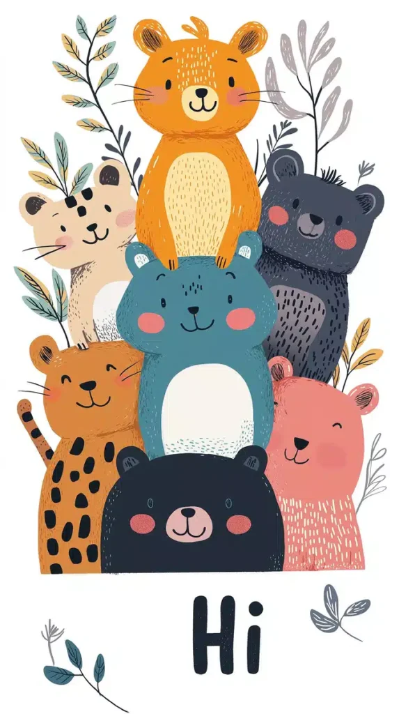 Playful Cartoon Animal Stack