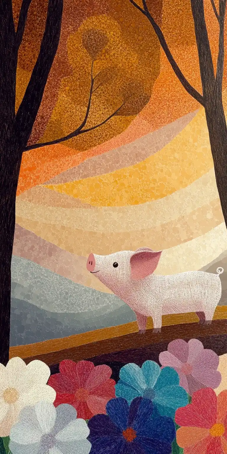Pointillist Piglets in Pastels