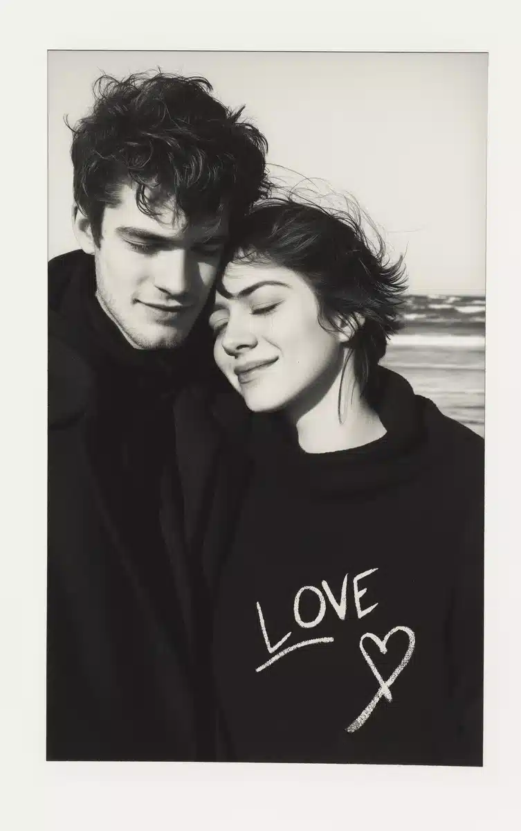 Polaroid Embrace with Heart