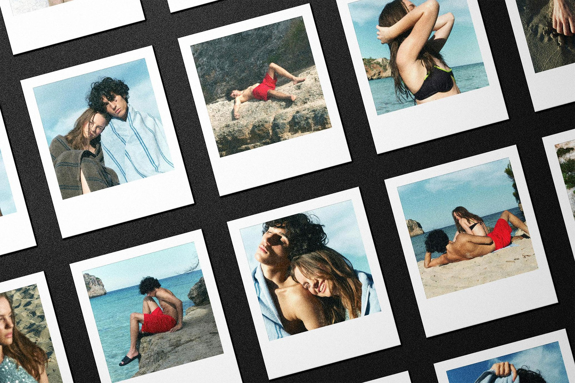 Free Polaroid Instant Cards Grid Mockup PSD Template
