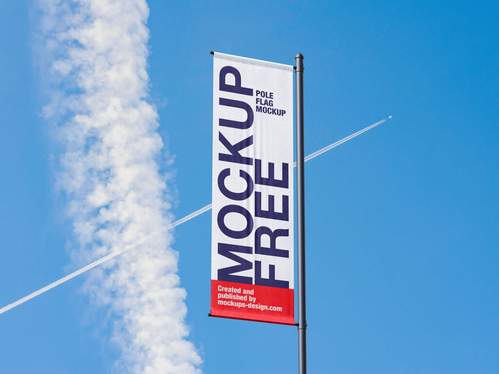 Pole Banner Mockup in 3 Shots