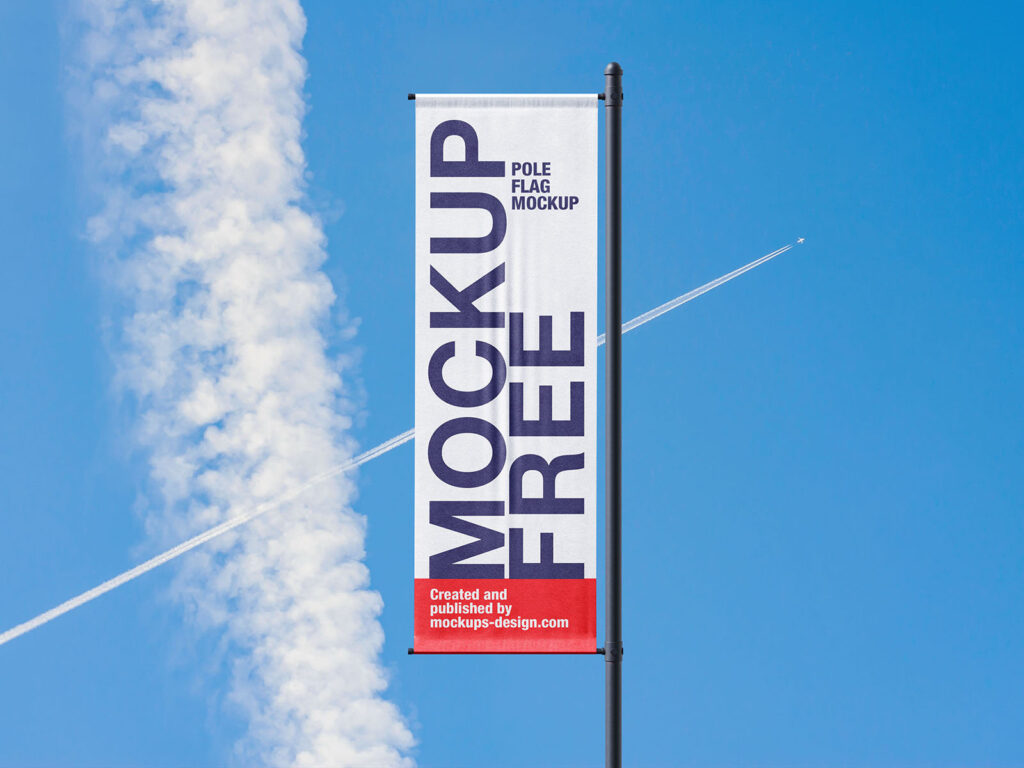 Pole Banner Mockup in 3 Shots