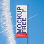Pole Banner Mockup in 3 Shots