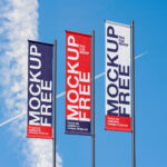 Pole Banner Mockup in 3 Shots