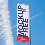Pole Banner Mockup in 3 Shots
