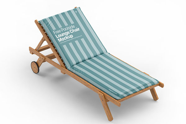 Poolside Lounger Mockup Featuring a Wooden Chair
