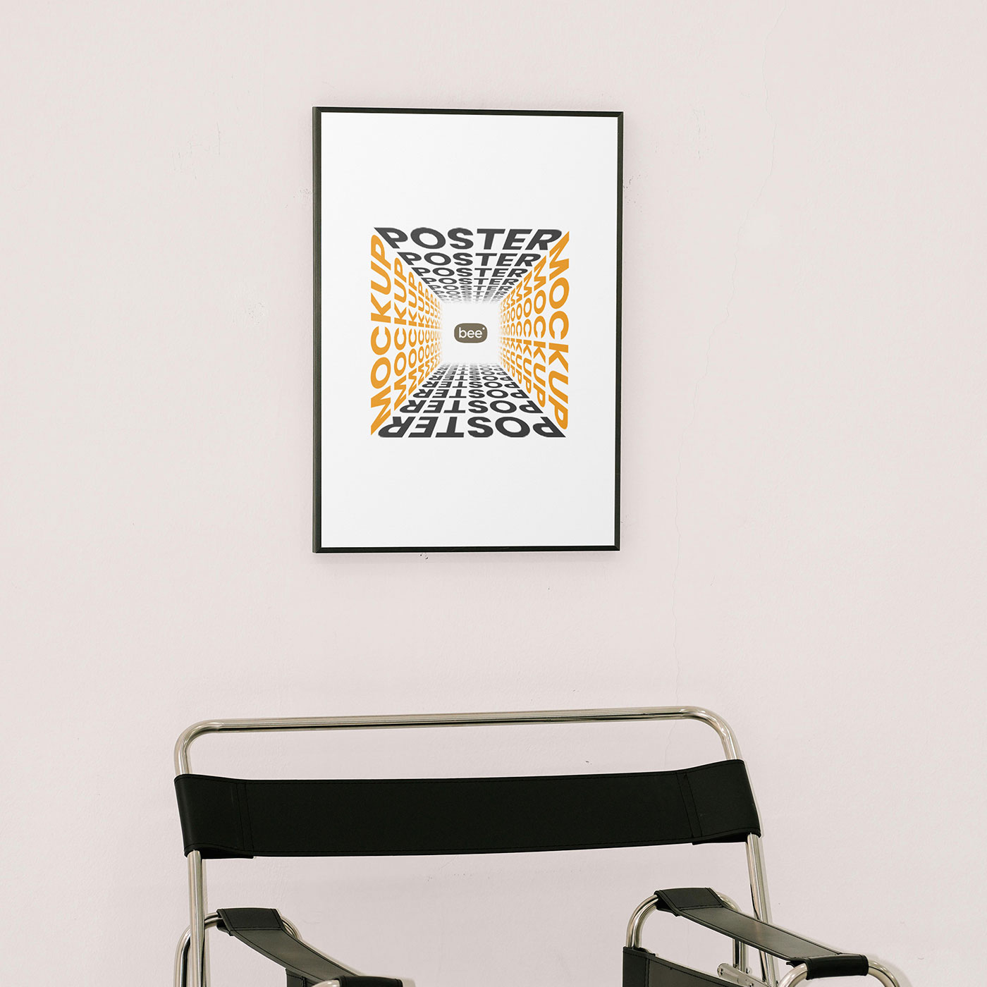 Free Poster Above Chair Mockup PSD Template