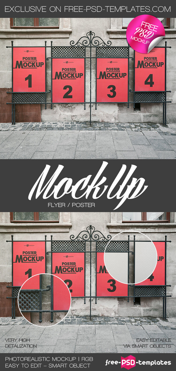 Poster Frame Leaning Against Street Wall in Front View Mockup FREE PSD