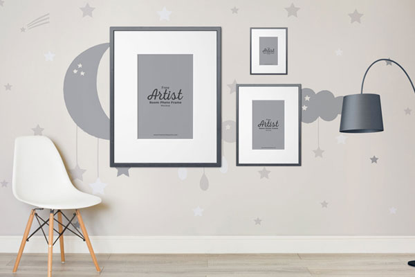 Poster Frame Mockup in Different Sizes on Artist Room