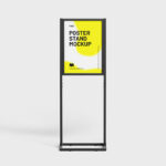 Poster Metal Frame Stand Mockup in 3 Different Sights