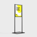 Poster Metal Frame Stand Mockup in 3 Different Sights