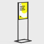 Poster Metal Frame Stand Mockup in 3 Different Sights