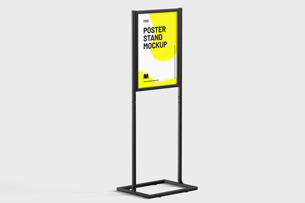 Poster Metal Frame Stand Mockup in 3 Different Sights