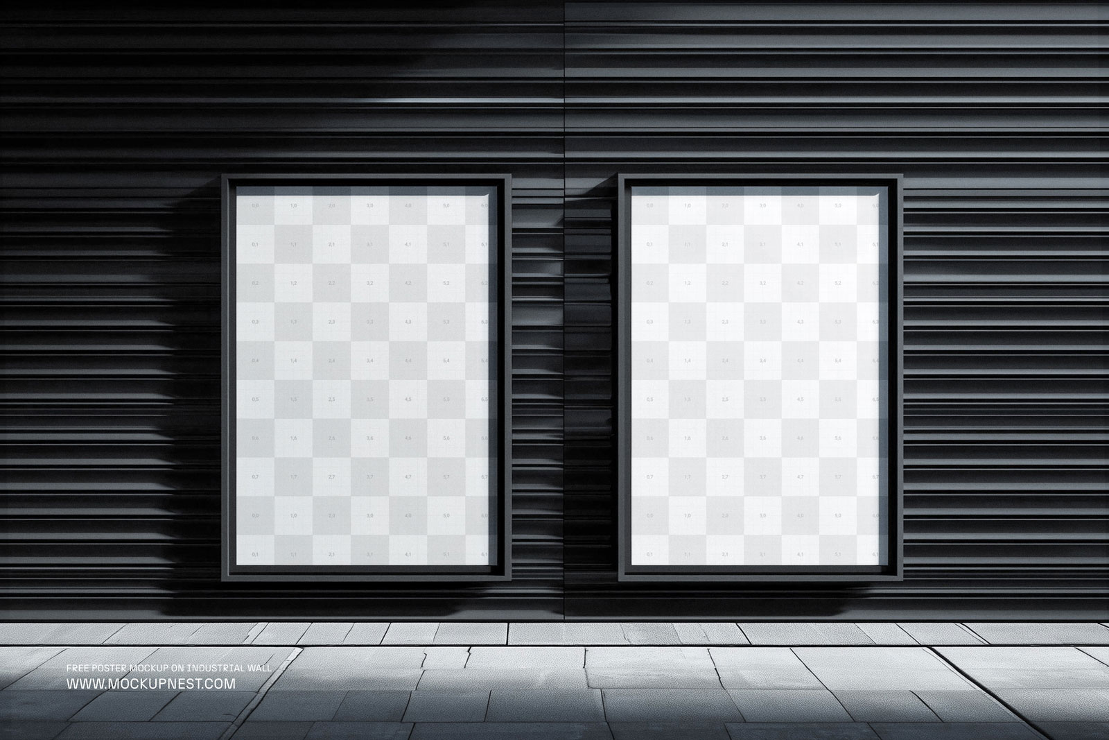 Free Poster Mockup on Industrial Wall PSD Template