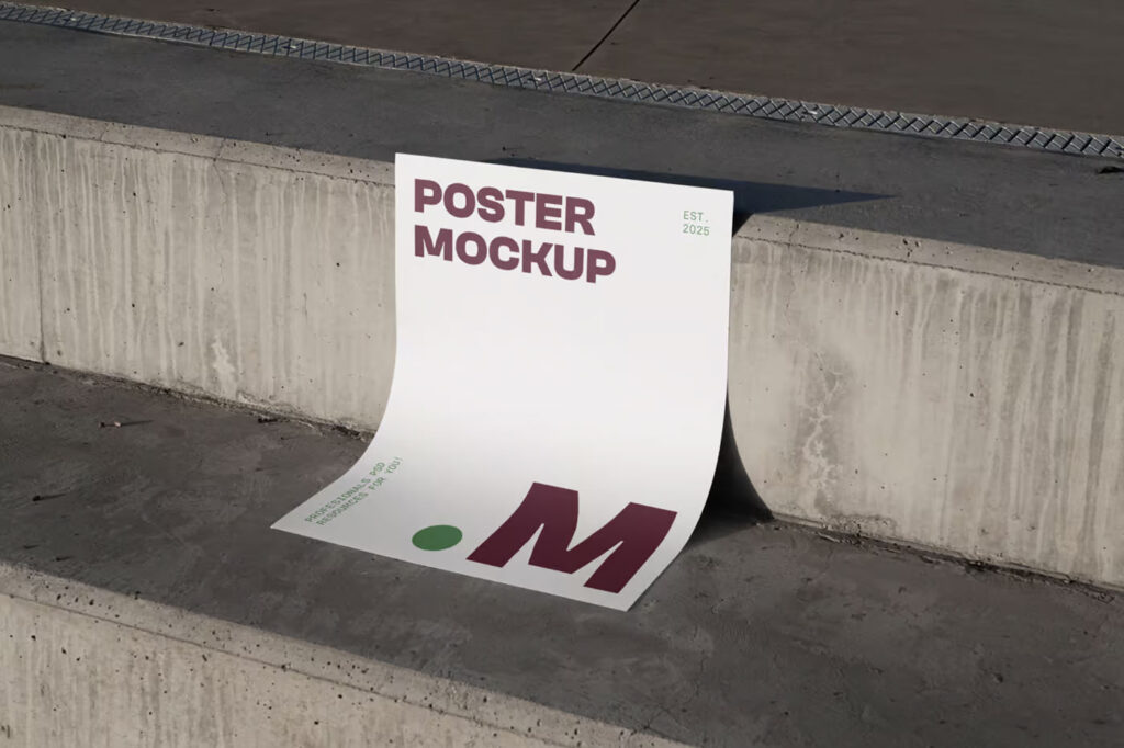 Poster on Concrete Stairs Mockup
