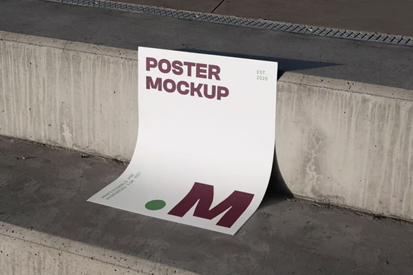 Poster on Concrete Stairs Mockup