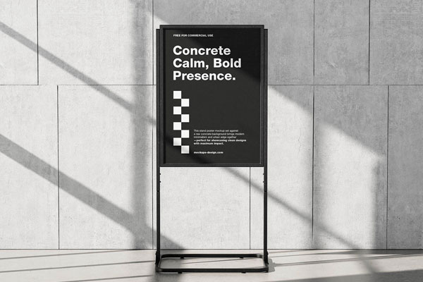 Poster Stand on Concrete Mockup