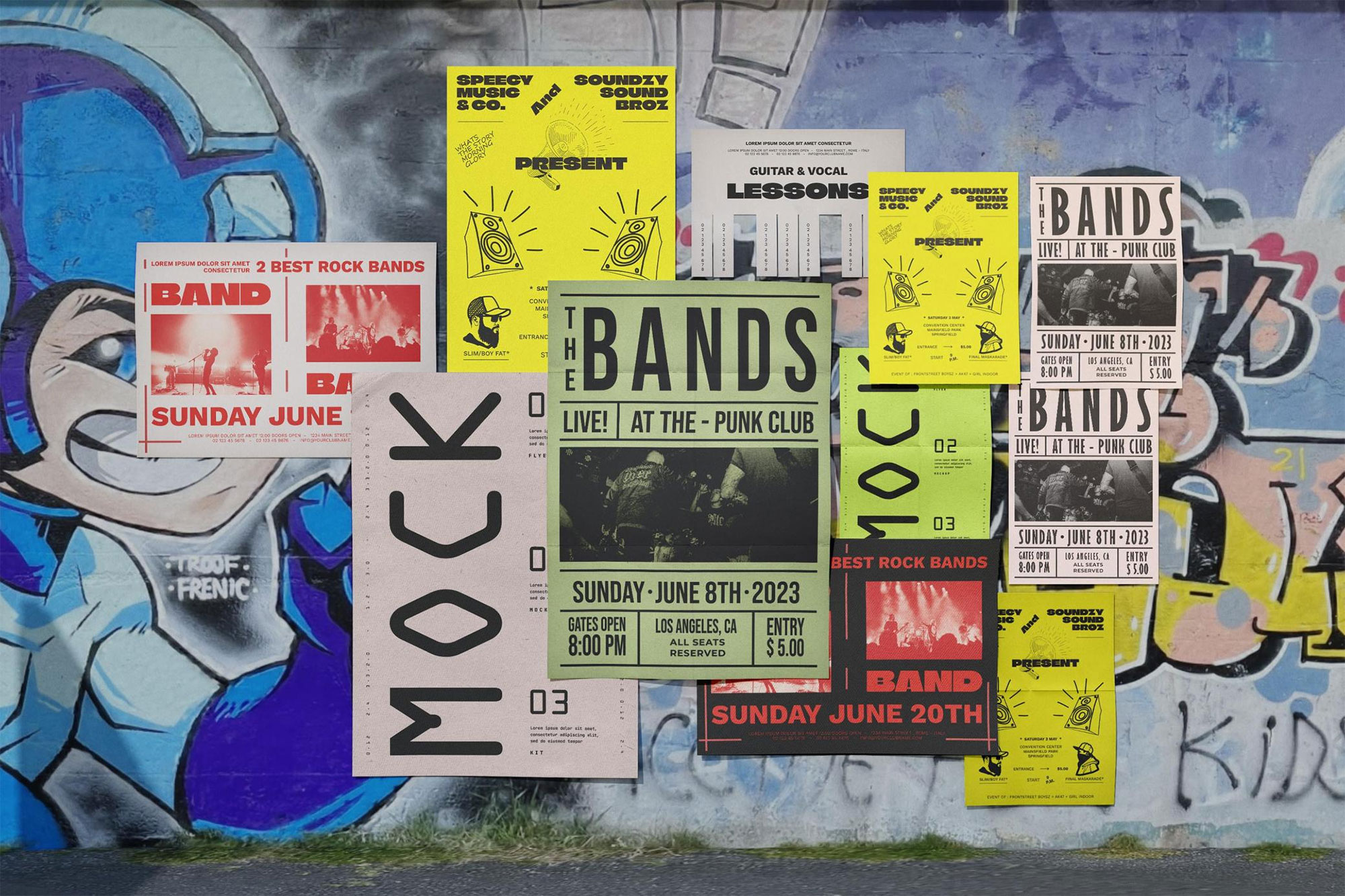 Free Posters Covered Wall Mockup PSD Template