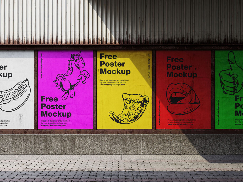 Posters Mockup with Metal Frame in 3 Shots