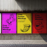 Posters Mockup with Metal Frame in 3 Shots