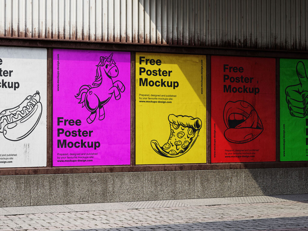 Posters Mockup with Metal Frame in 3 Shots