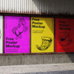 Posters Mockup with Metal Frame in 3 Shots