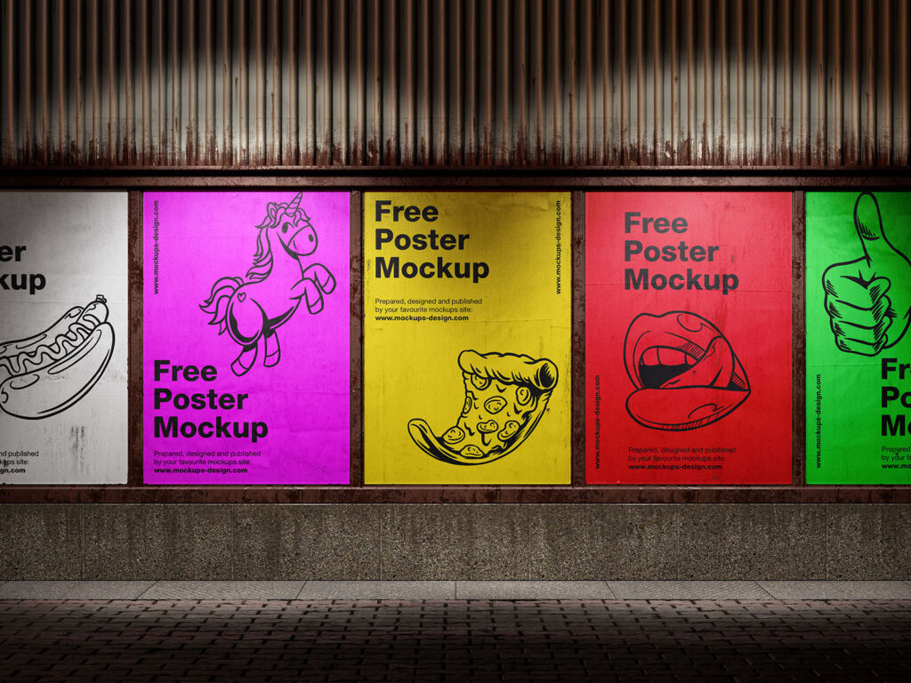 Posters Mockup with Metal Frame in 3 Shots