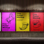 Posters Mockup with Metal Frame in 3 Shots