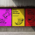 Posters Mockup with Metal Frame in 3 Shots