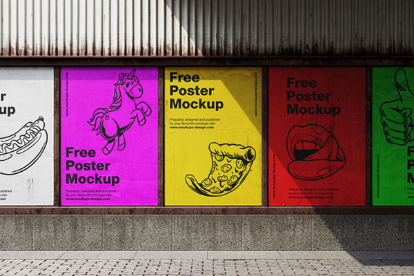 Posters Mockup with Metal Frame in 3 Shots