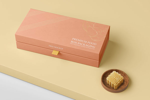 Premium Food Box Packaging Mockup in Perspective View